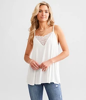 POL Lace Inset Tank Top