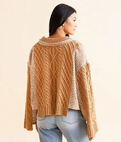 Pieced Houndstooth Cardigan Sweater