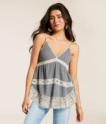 Pieced Floral Crochet Tank Top
