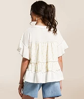Floral Pointelle Babydoll Top
