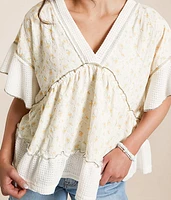 Floral Pointelle Babydoll Top