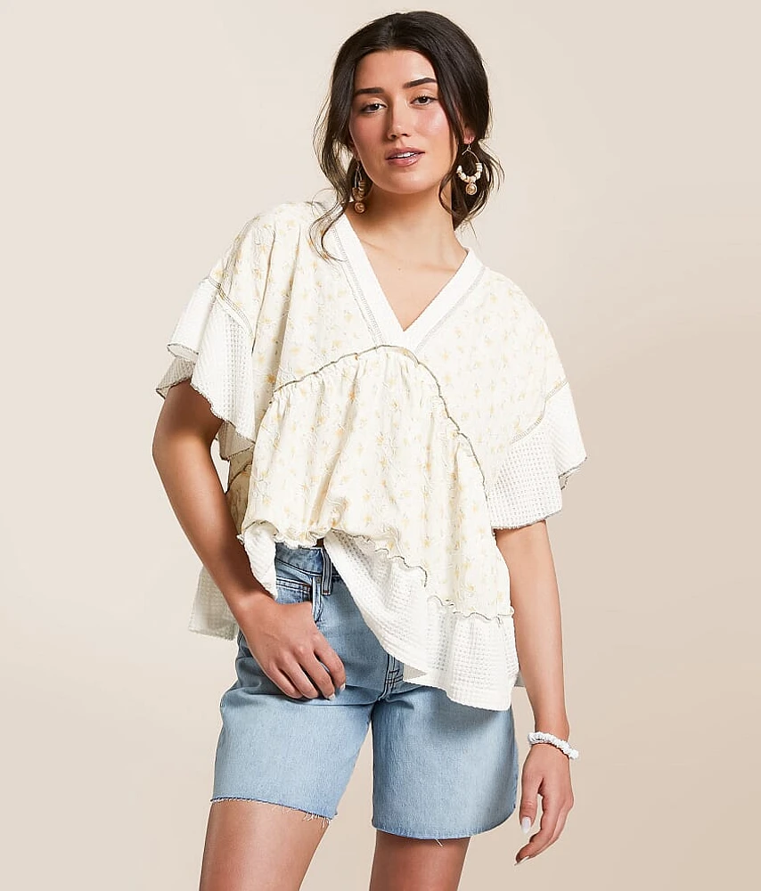 Floral Pointelle Babydoll Top