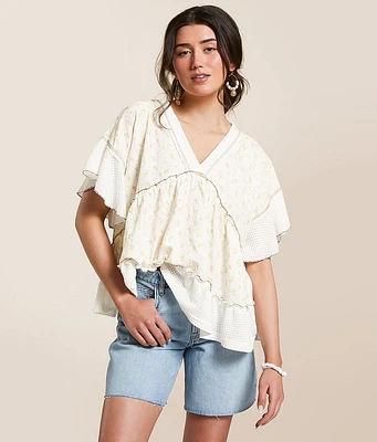 Floral Pointelle Babydoll Top