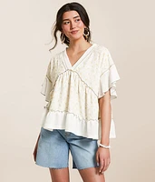 Floral Pointelle Babydoll Top