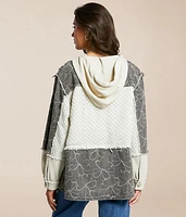 Pieced Floral Hooded Shacket