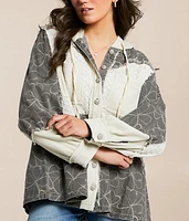 Pieced Floral Hooded Shacket