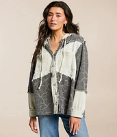 Pieced Floral Hooded Shacket