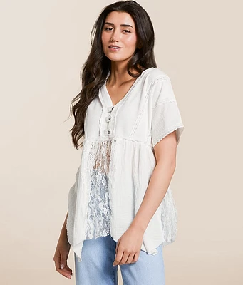 Pieced Lace Babydoll Henley