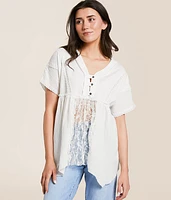 Pieced Lace Babydoll Henley
