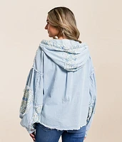 Pieced Floral Chambray Shacket
