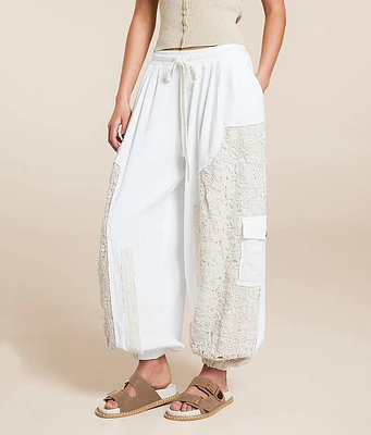 Pieced Crochet Cargo Jogger