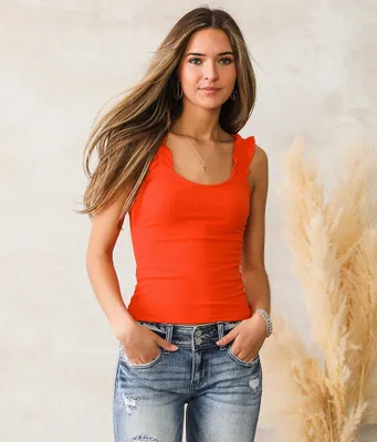 Willow & Root Ribbed Ruffle Strap Tank Top