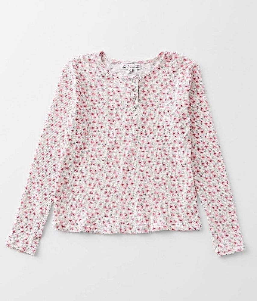 Girls - Poof Floral Thermal Henley