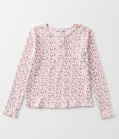 Girls - Poof Floral Thermal Henley