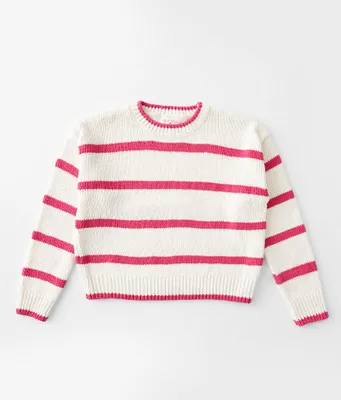Girls - Poof Chenille Striped Sweater
