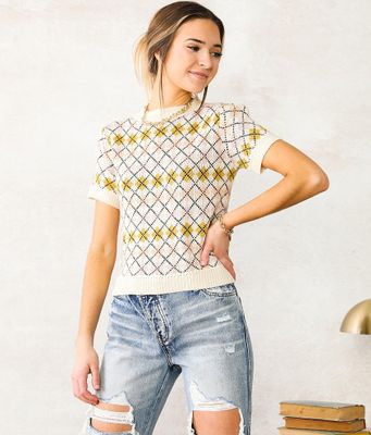 Willow & Root Checkered Print Sweater