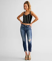 Ruched Rhinestone Cropped Tank Top