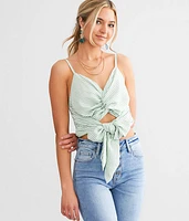 Twist Front Cropped Tank Top