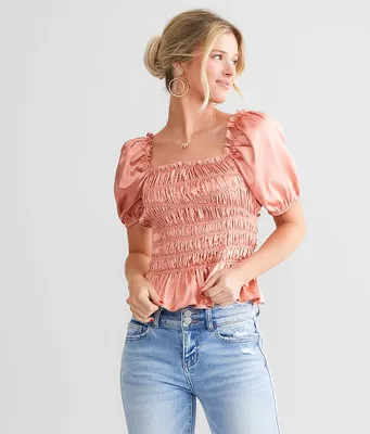 Willow & Root Smocked Satin Top