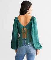 Satin Fringe Cropped Top