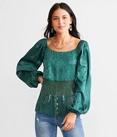 Satin Fringe Cropped Top