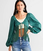 Satin Fringe Cropped Top