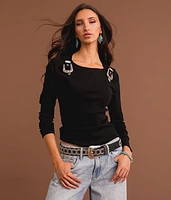 Sterling & Stitch Western Buckle Top