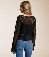 Front Tie Cropped Cardigan Sweater