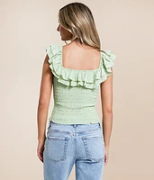 Smocked Ruffle Cropped Tank Top