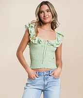 Smocked Ruffle Cropped Tank Top