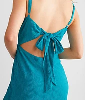 Textured Back Tie Mini Dress