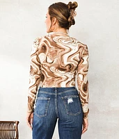 Marbled Lace-Up Top