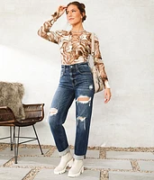 Marbled Lace-Up Top