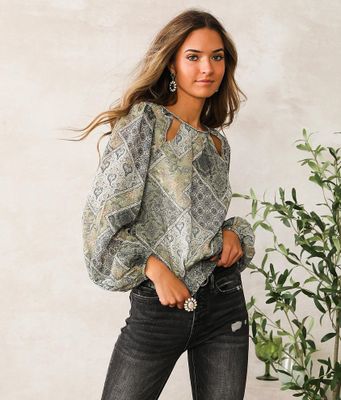 Willow & Root Patchwork Chiffon Top