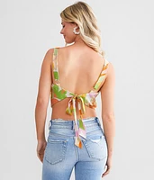 Tropical Hanky Hem Cropped Tank Top