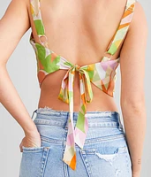 Tropical Hanky Hem Cropped Tank Top