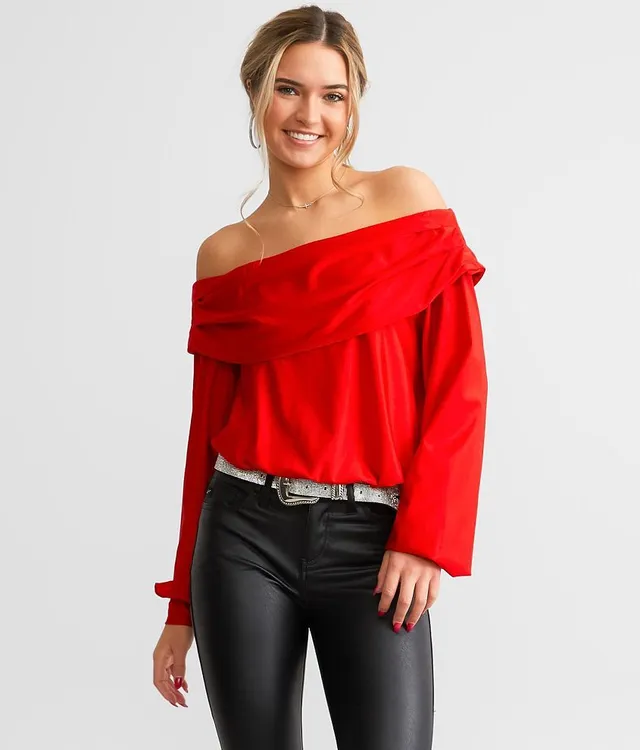 Red by BKE Off The Shoulder Top