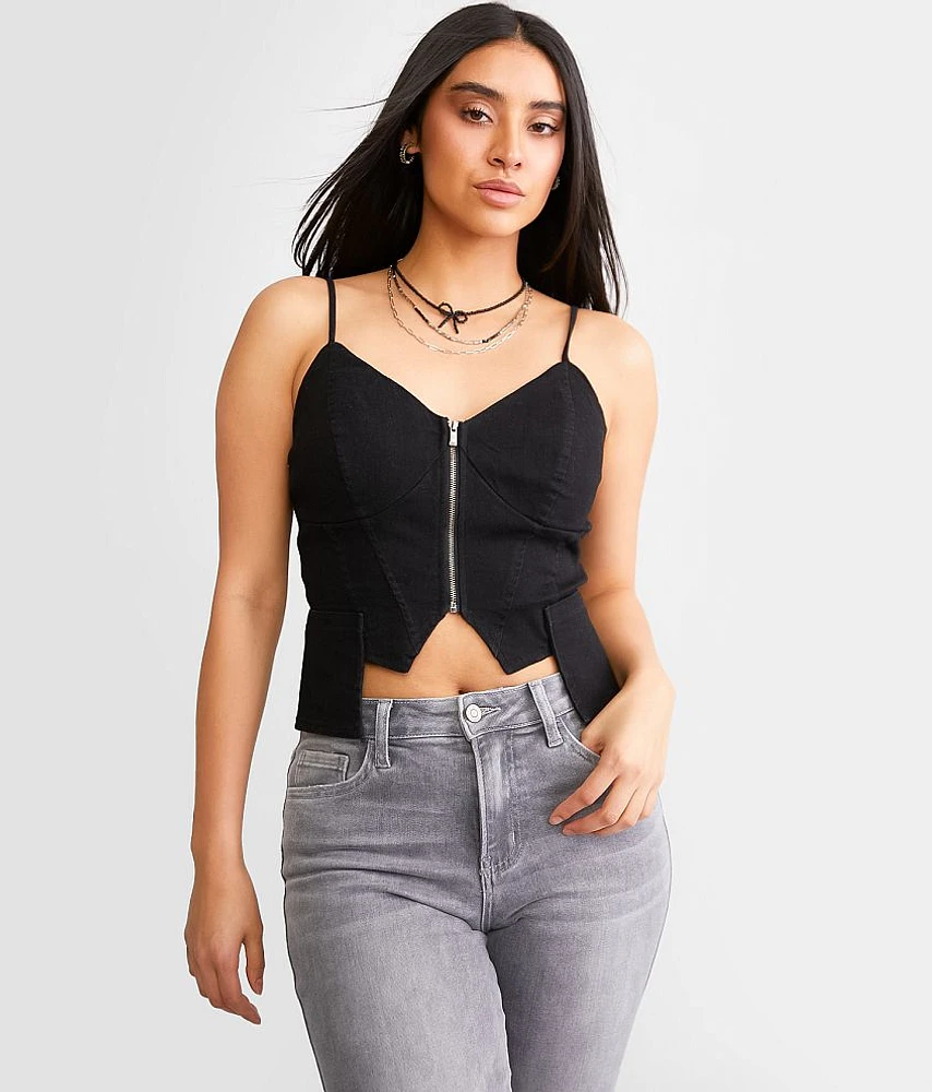 Willow & Root Pieced Denim Corset Tank Top