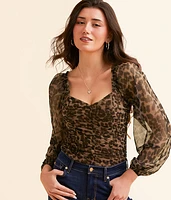 Ruched Cheetah Cropped Top
