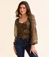 Ruched Cheetah Cropped Top