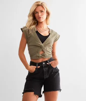 Gilded Intent Twisted Front Cropped Top