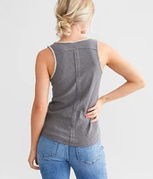 Raw Edge Henley Tank Top