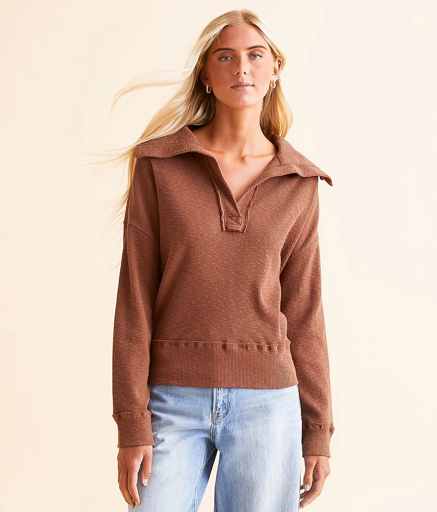 Ribbed Slub Knit Pullover