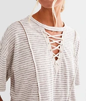 Oversized Lace-Up Top