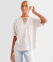 Oversized Lace-Up Top