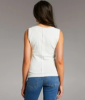 Lace Trim Henley Tank Top