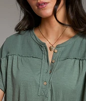 Raw Edge Slub Knit Henley
