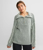 Ribbed Knit Henley Sweater