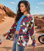 Geo Patchwork Boyfriend Shirt