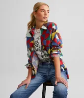 Gilded Intent Geo Patchwork Boyfriend Shirt